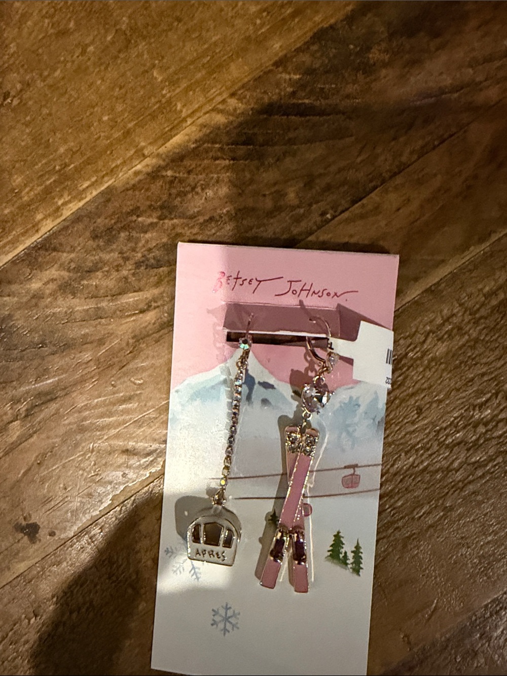 Betsey Johnson Ski Charm Earrings nwt holiday fun